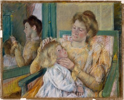 Mother Combing her Child